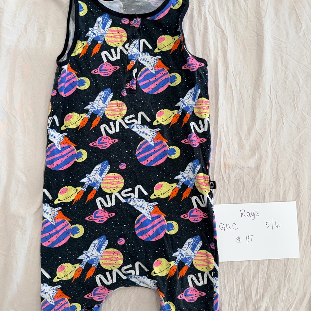 Rags to Raches Space Adventure Kids One Piece - Black, Pink, Yellow